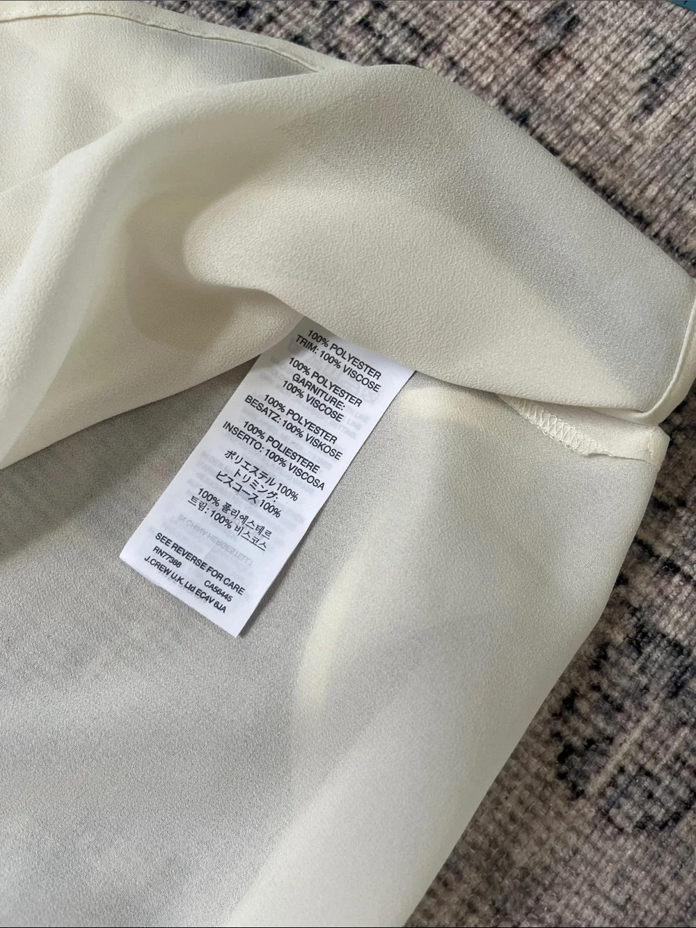 J.crew ivory ribbon front tuxedo short sleeved blouse - size 6